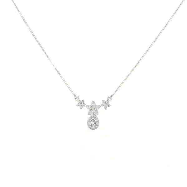 CZ Flower Drop Necklace