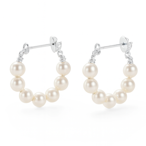 Pearl Halo Earrings in 92.5 sterling silver