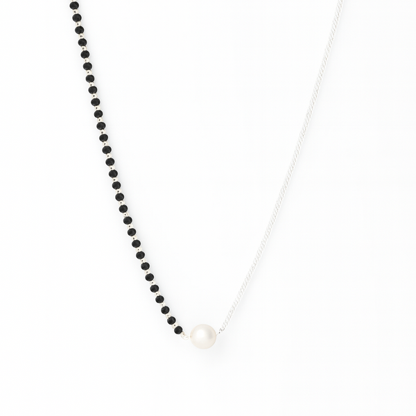 Half & Half Pearl Mangalsutra in 92.5 sterling silver
