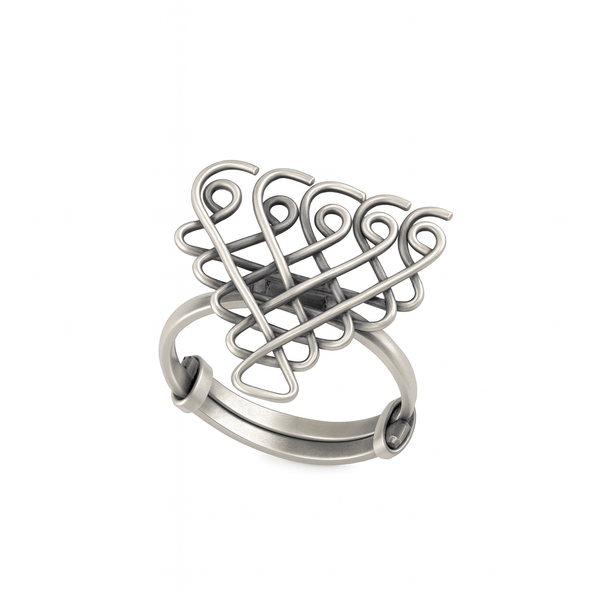 Saraswati ring small motif in 92.5 sterling silver