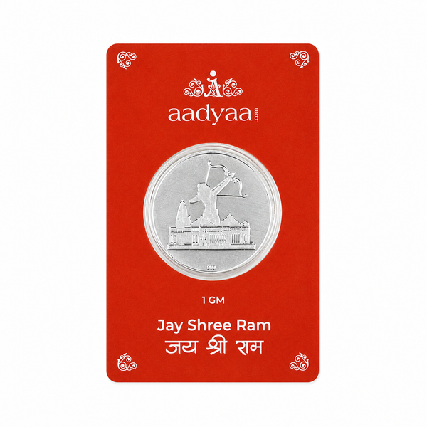 Jay Shri Ram Silver Coin (1 gm) front view in 92.5 sterling silver
