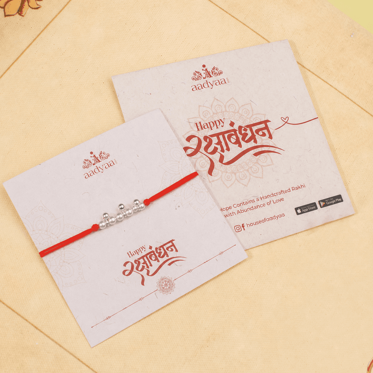 92.5 sterling silver bead Rakhi with lustrous pearls