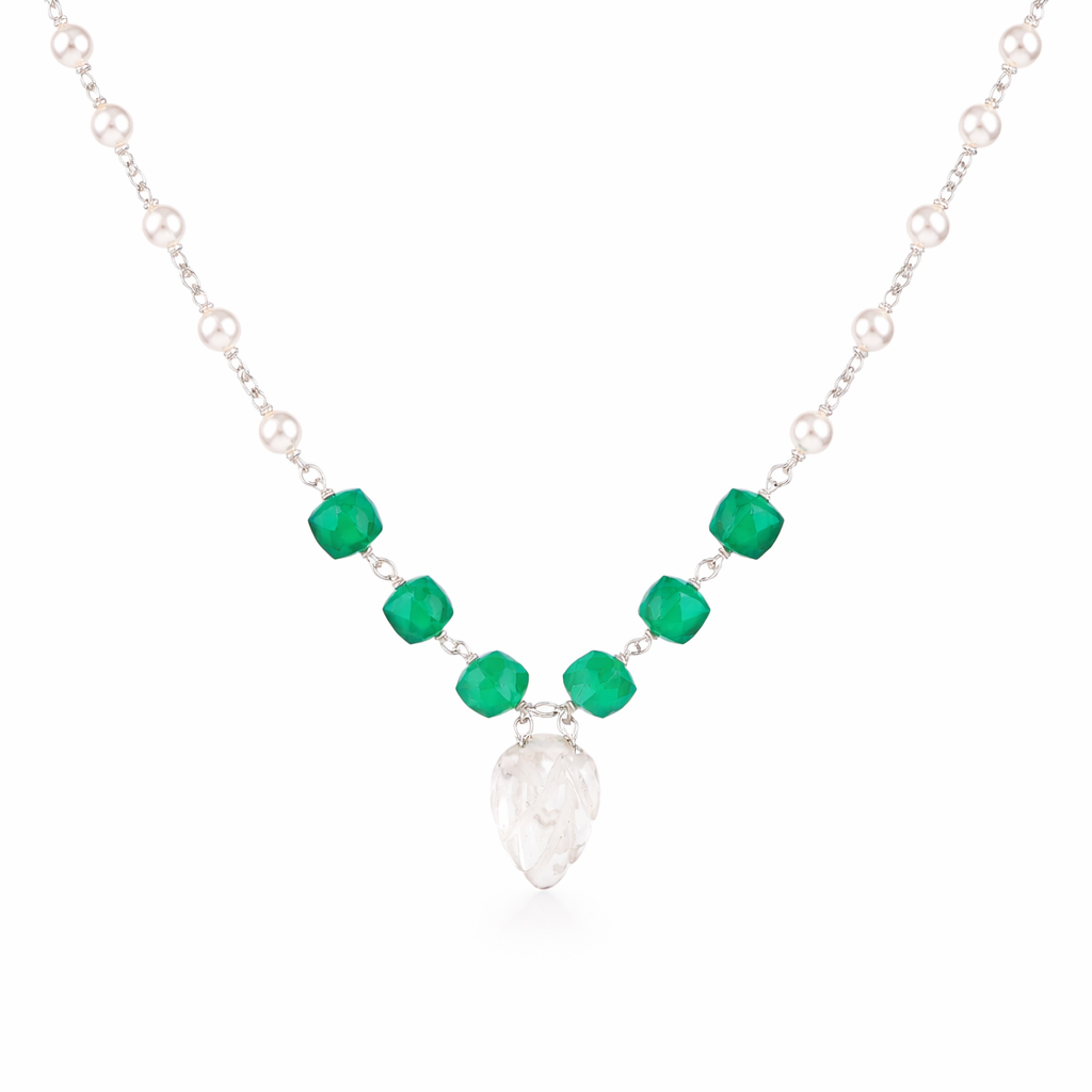 Multicolour Stone Necklace with Pearl Ganthan