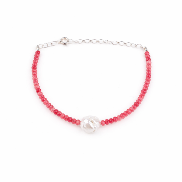 Pink Jade & Pearl Bracelet