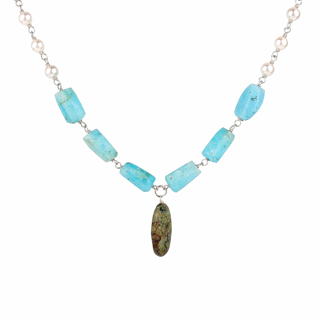 Multicolour Stone Necklace with Pearl Ganthan