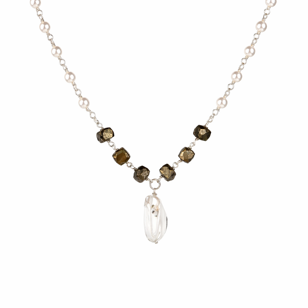 Multicolour Stone Necklace with Pearl Ganthan