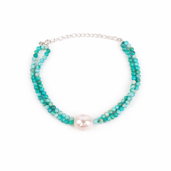 Blue Jade & Pearl Bracelet