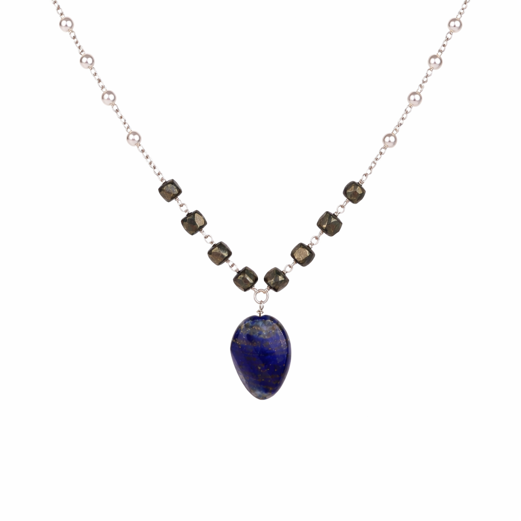 Multicolour Stone Necklace with Pearl Ganthan