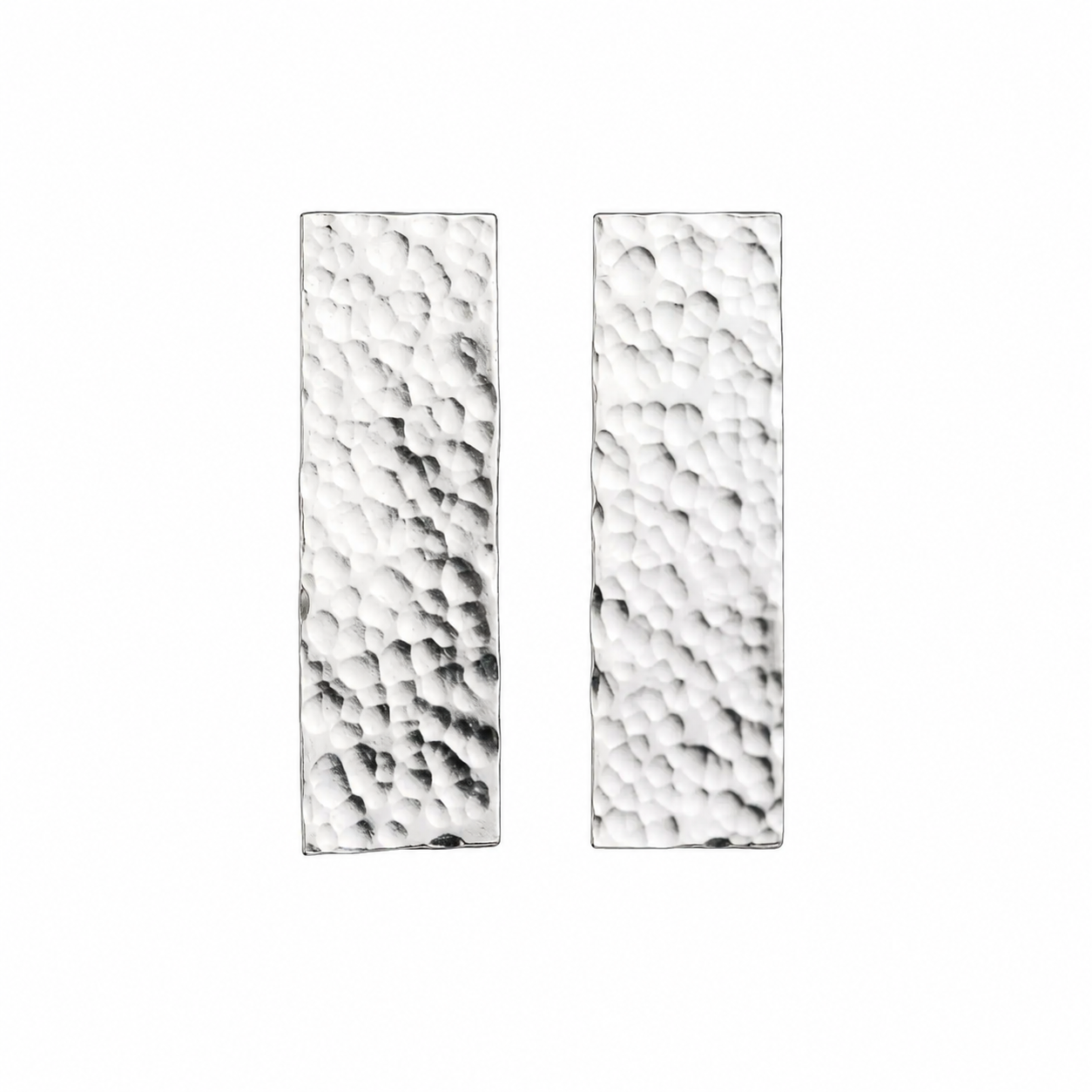 Silver Rectangle Hammered Earrings