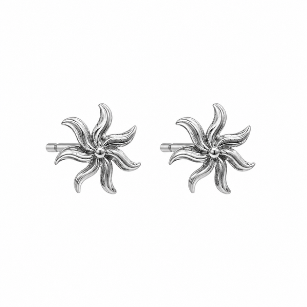 Silver Sun Tiny Earrings