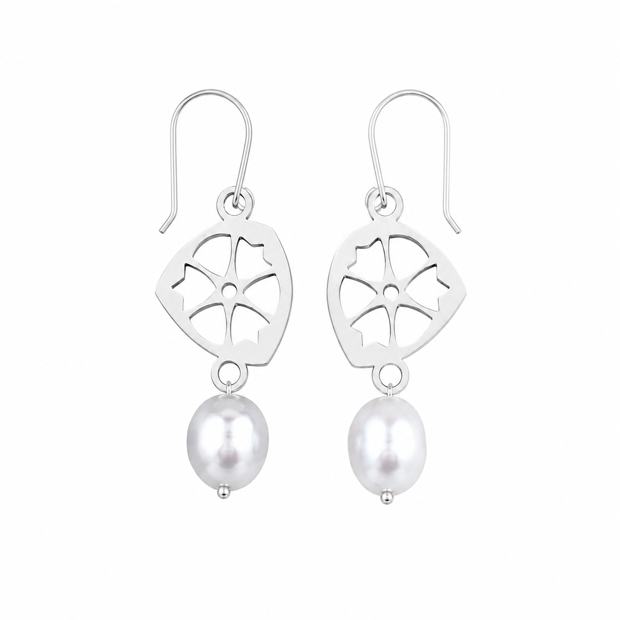 Silver Filigree Dangler Earring with Pearl