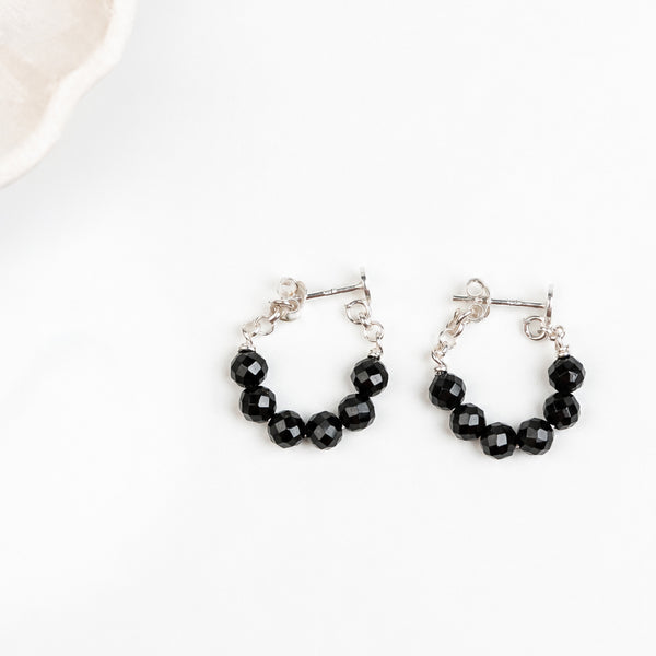 Black Spinel Halo Earrings | 92.5 Sterling Silver