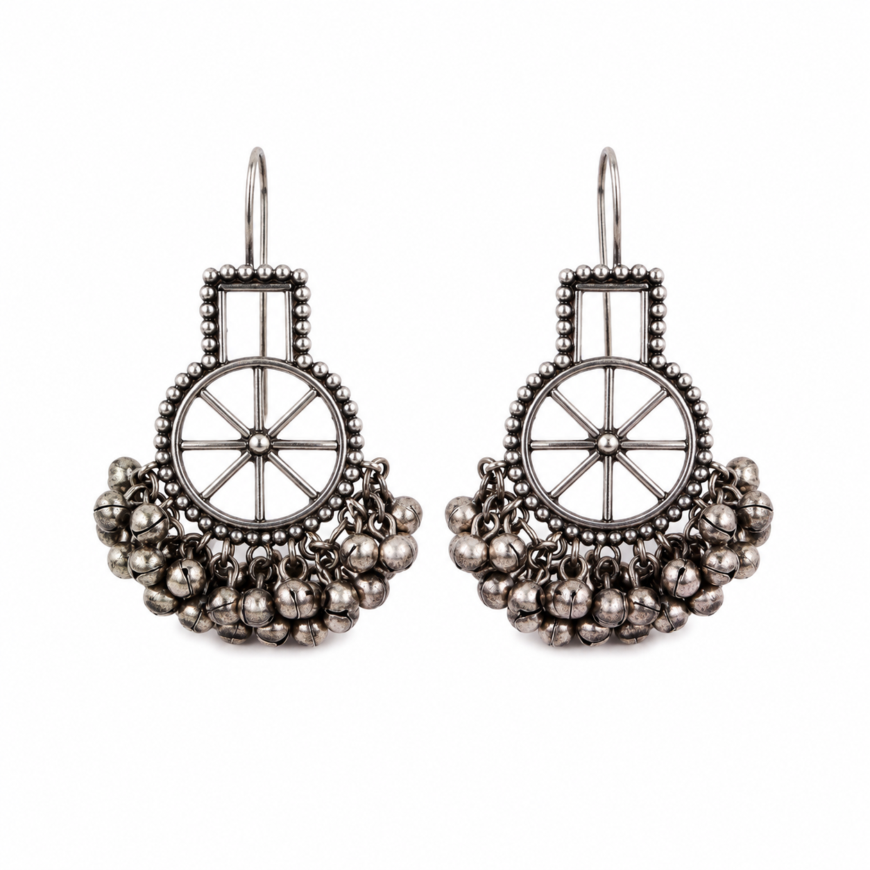 Chakra Filigree Ghungroo Earrings: Hook Style