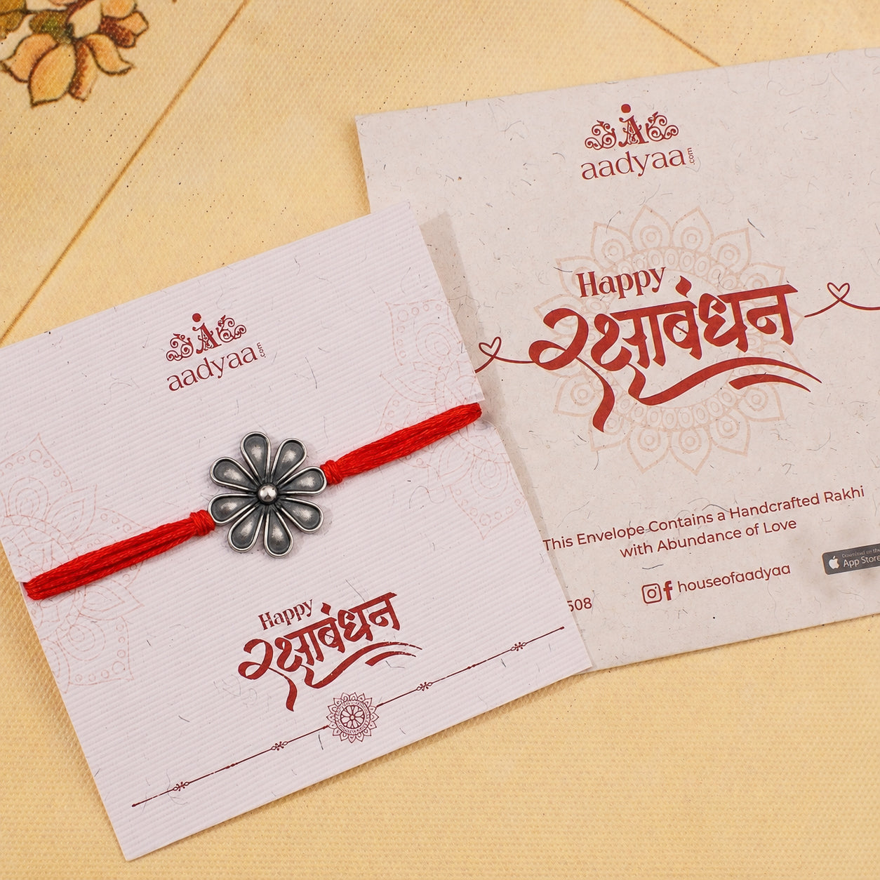 Handcrafted Silver Flower Rakhi