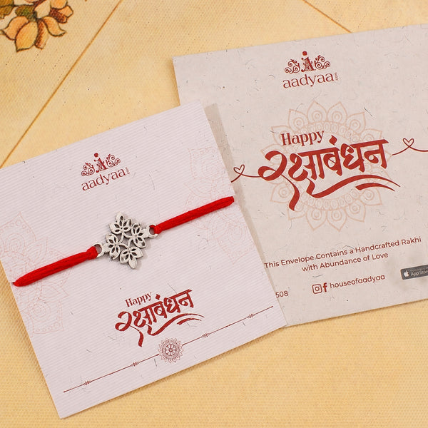 Silver Laser cut Rakhi