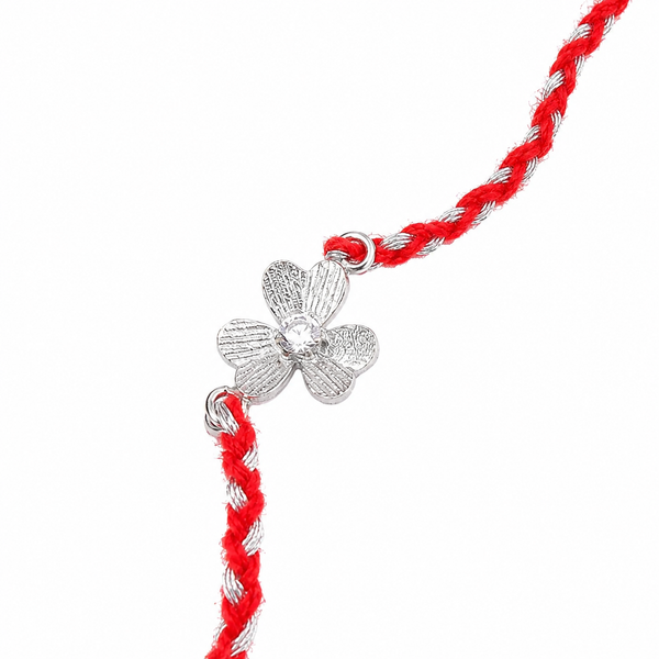 Clove Leaf Silver CZ Rakhi