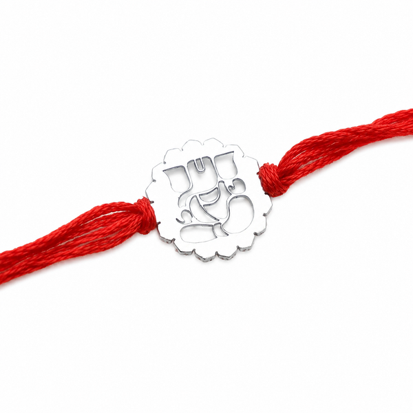 Silver Laser Cut Ganpati Rakhi