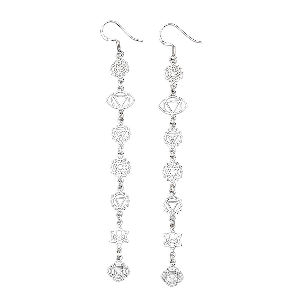 Seven Chakra Silver Earrings