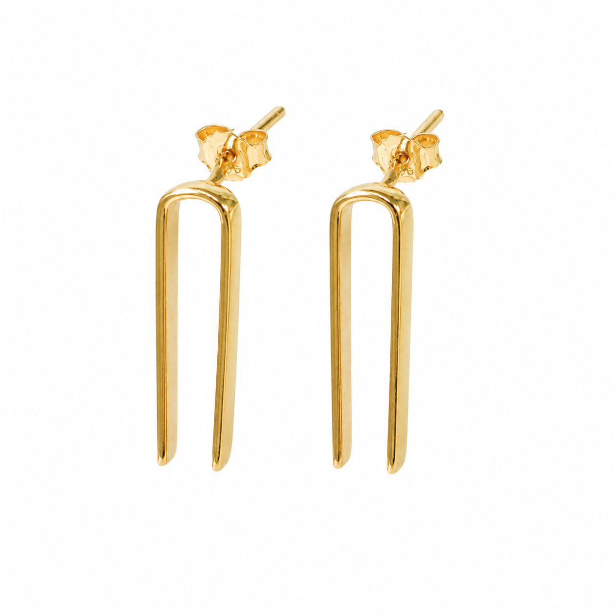 Silver Workwear Earrings : U |  92.5 Silver | 22K Gold Plated