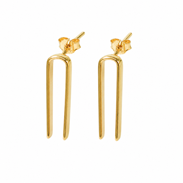 Silver Workwear Earrings : U |  92.5 Silver | 22K Gold Plated