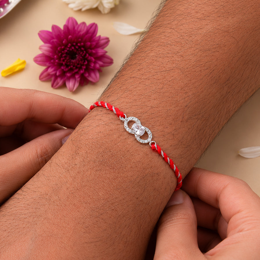 Oval Infinity Silver CZ Rakhi