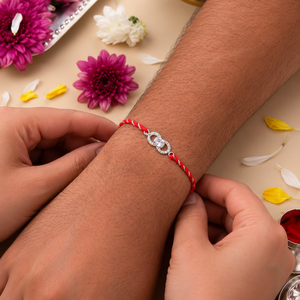 Oval Infinity Silver CZ Rakhi