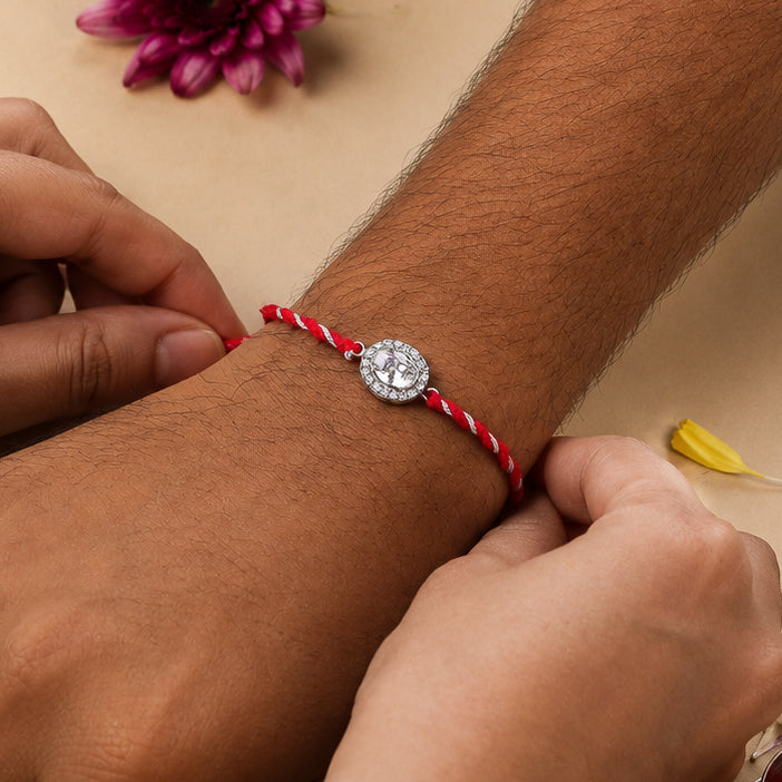 Oval Halo Silver CZ Rakhi