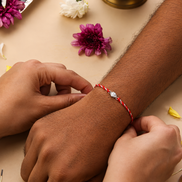 Pear Silver CZ Rakhi