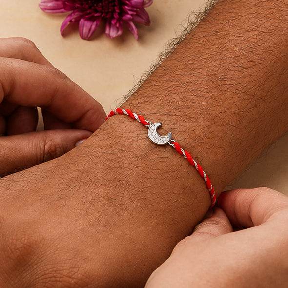 Moon Silver CZ Rakhi