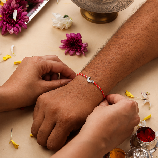 Moon Silver CZ Rakhi