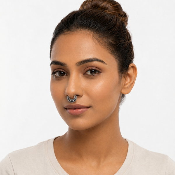 Oxidised Tribal Septum Cum Nose Ring (Pierced)