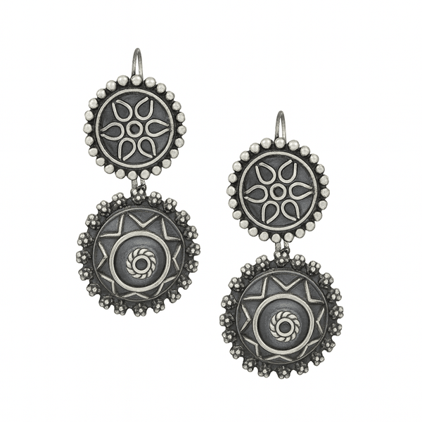 Silver Revival Blossom Radiance Earrings with floral motifs