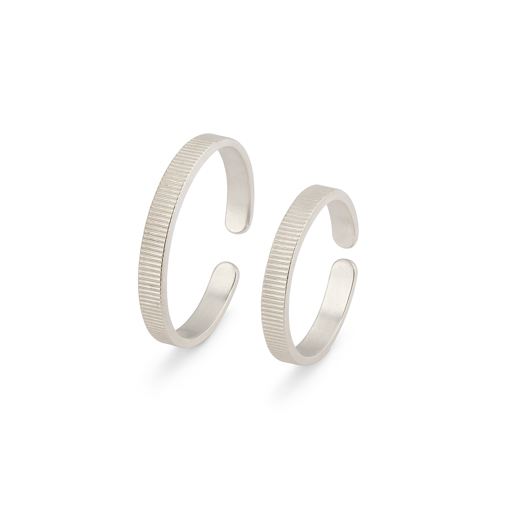 Textured ( Lines ) Couple Ring / Bands in Silver