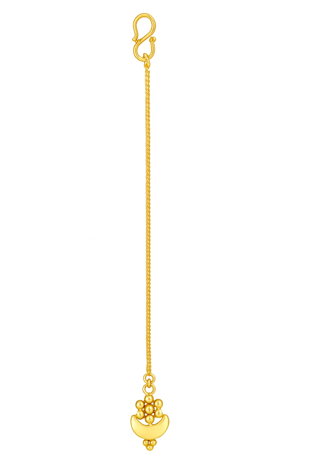 Silver Kudi & Chandrakor Motif Maang Tika (Gold Plated)