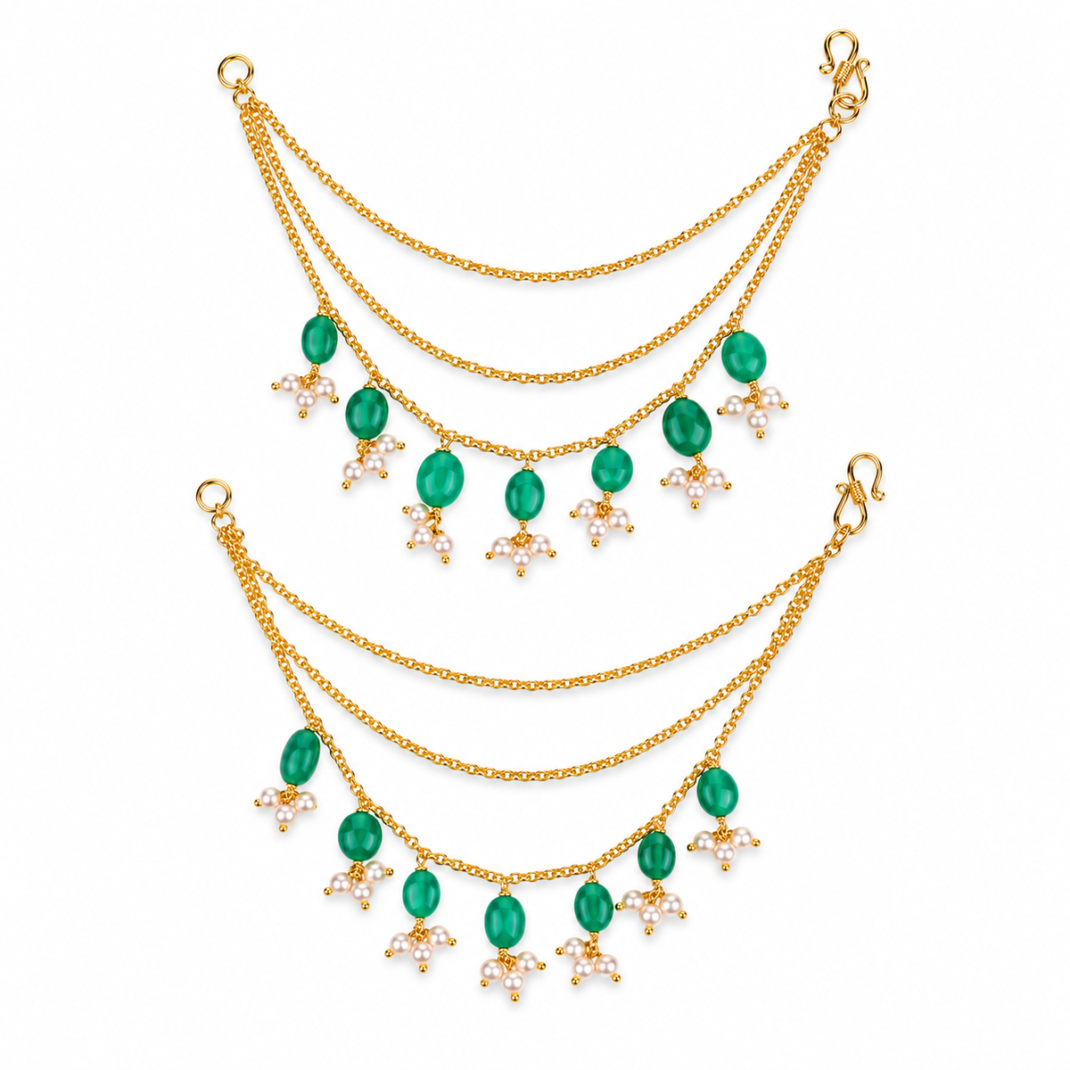 Green Onyx Silver Vel | 22K Gold-Plated (Project Handmade)
