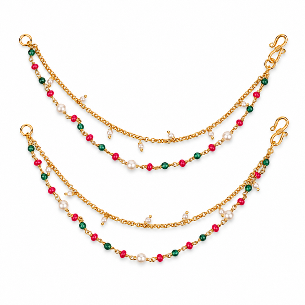 Ruby & Green Onyx Silver Vel | 22K Gold-Plated (Project Handmade)