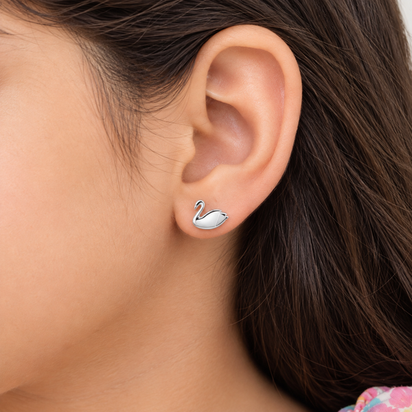Silver Swan Studs