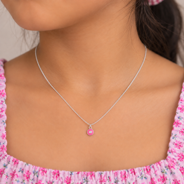 Enamel Donut Pendant Necklace