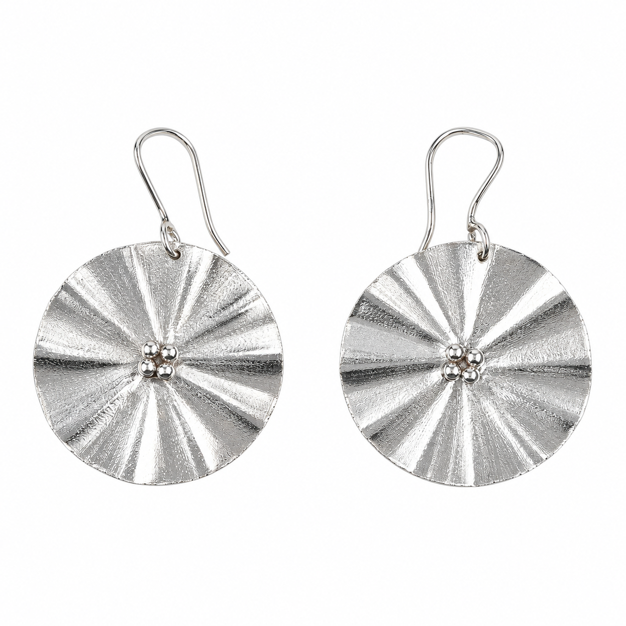 Silver Textured Dandelion Flower Earrings
