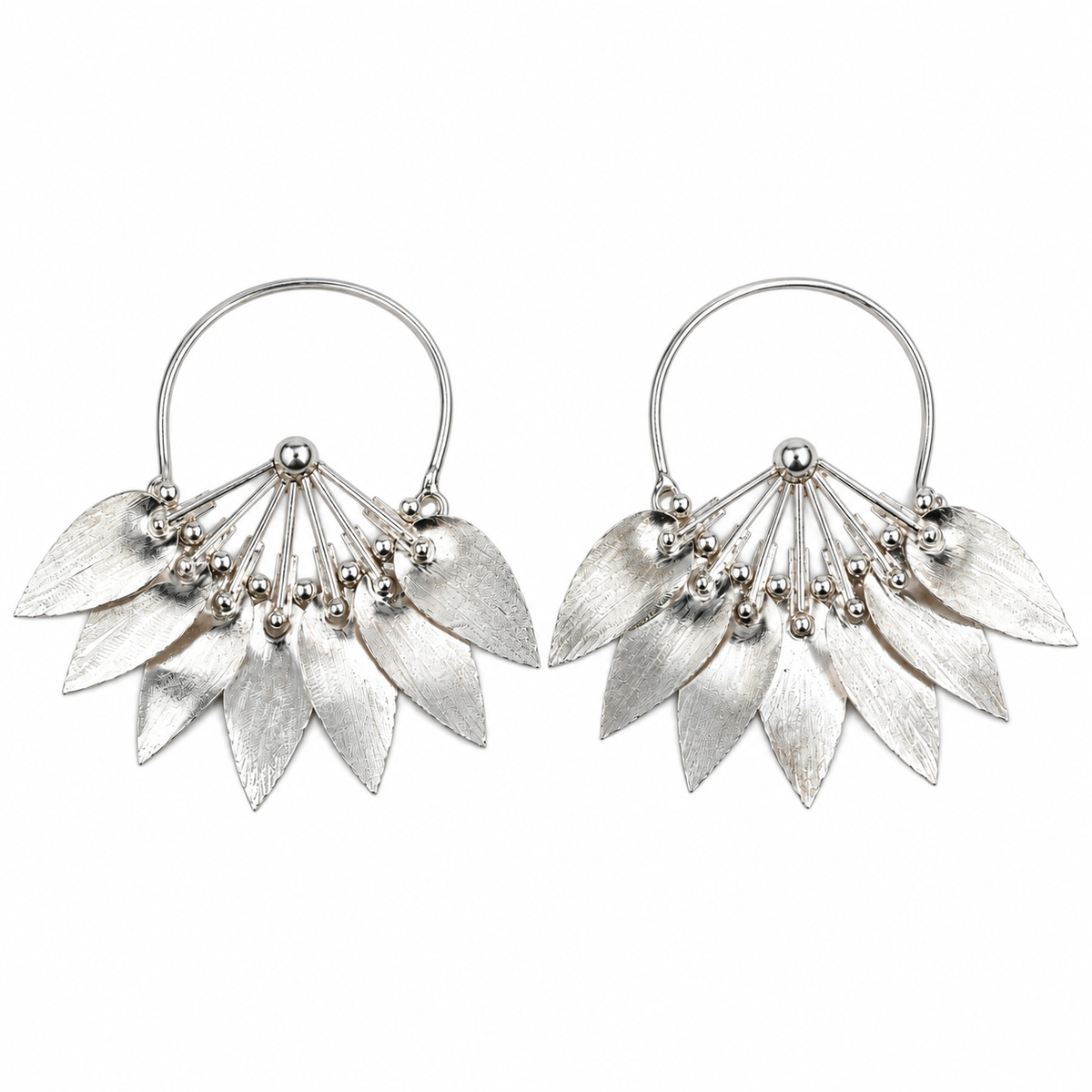 Silver Flower Hoop Earrings