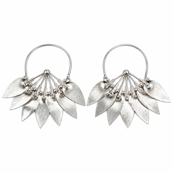 Silver Flower Hoop Earrings