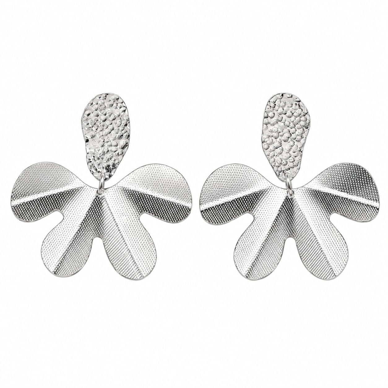 Silver Textured Orchid Earrings