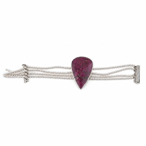 Luxe Bracelet – Rhodonite & Pearls