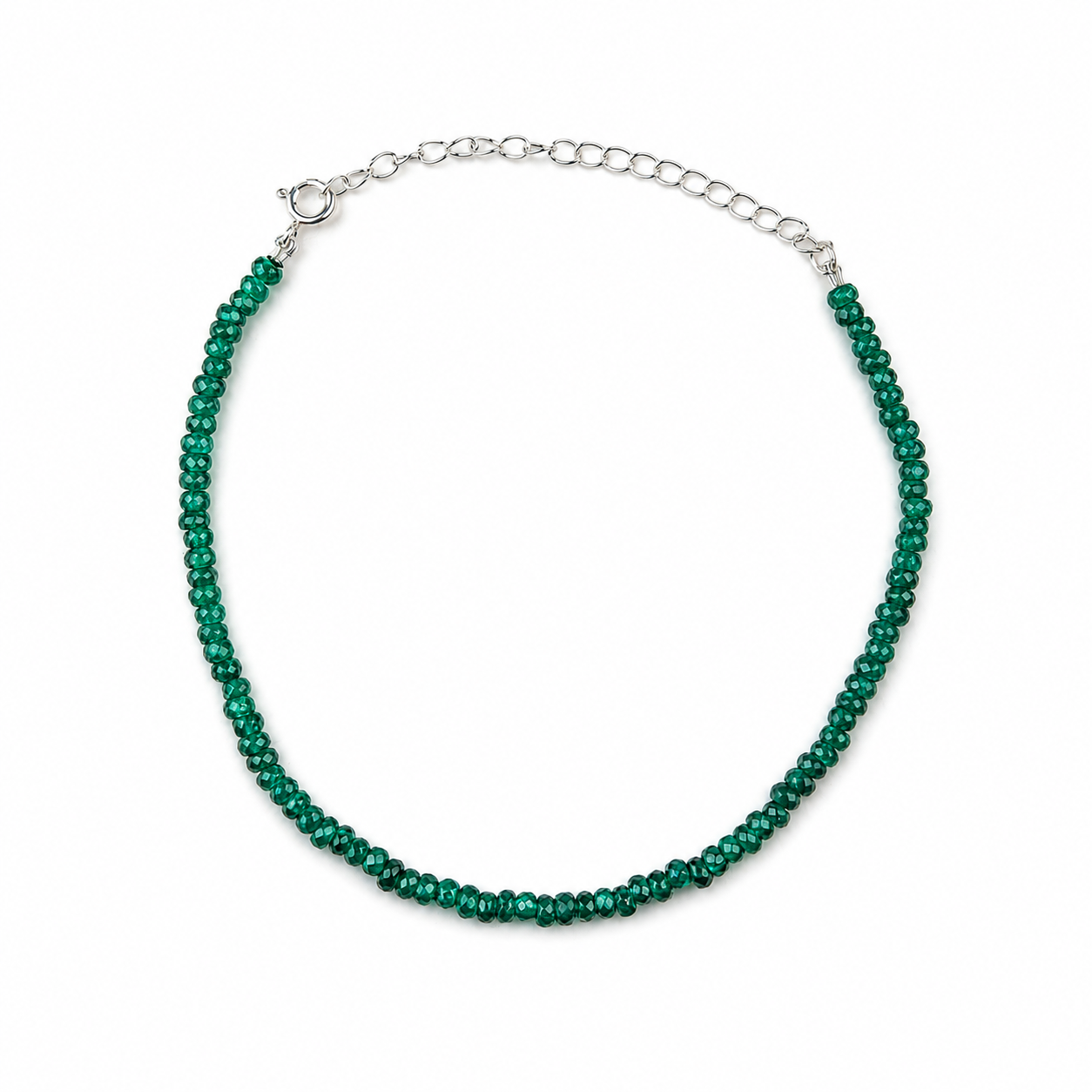 Green Onyx Silver Anklet (Project Handmade)