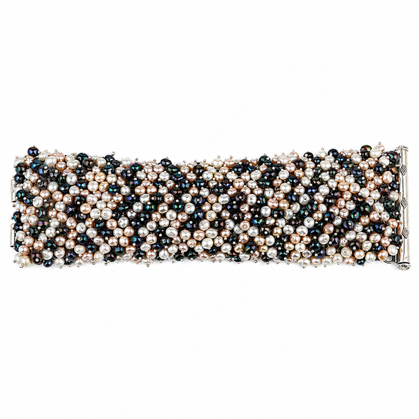 Silver Statement Bracelet with Baroque & Freshwater Pearls