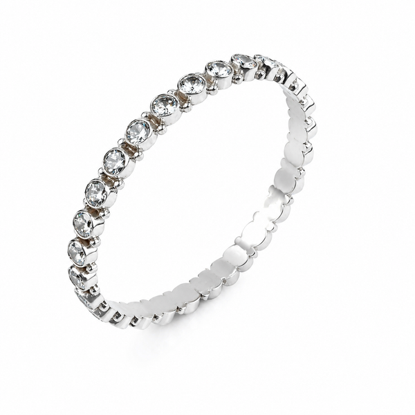 Silver Bangle with White CZ Stone