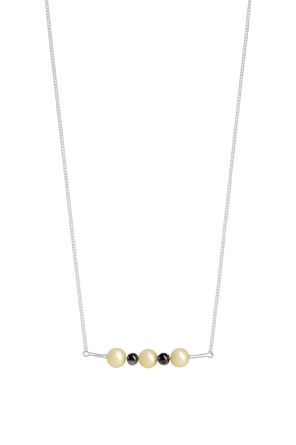 Silver Chain Pearl Mangalsutra : Cream Pearls and Spinel