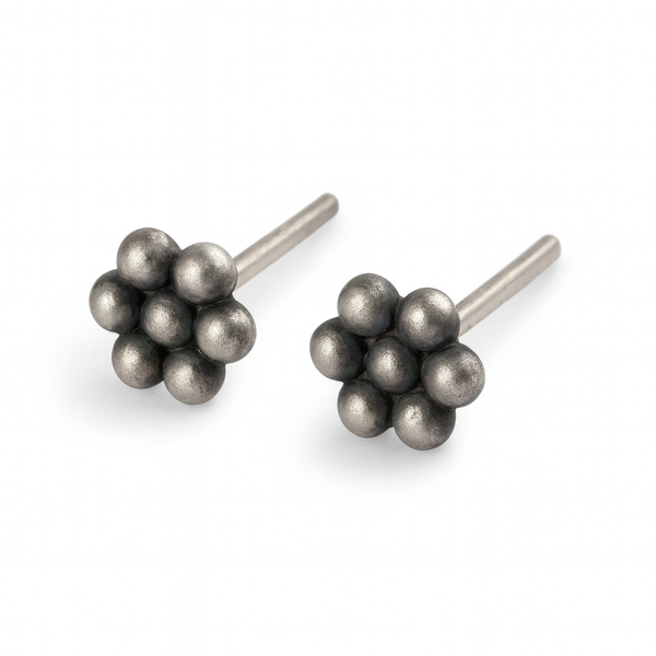 Silver Kudi Motif Studs Medium in 92.5 sterling silver