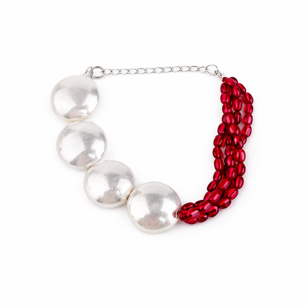 Ruby & Coin Pearl Bracelet