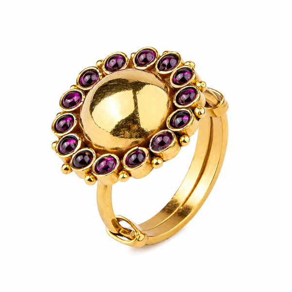 Silver Pink Flower Ring | 22K Gold-Plated